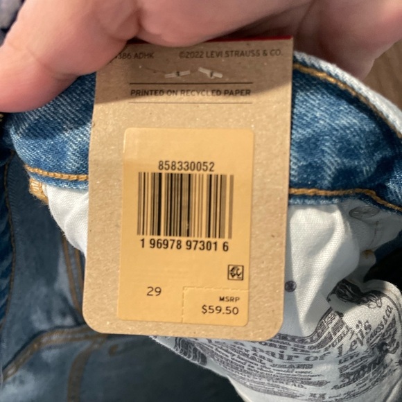 Levi's 501 Blue Jean Shorts high rise Distressed Raw Hem size 29 - Picture 3 of 6